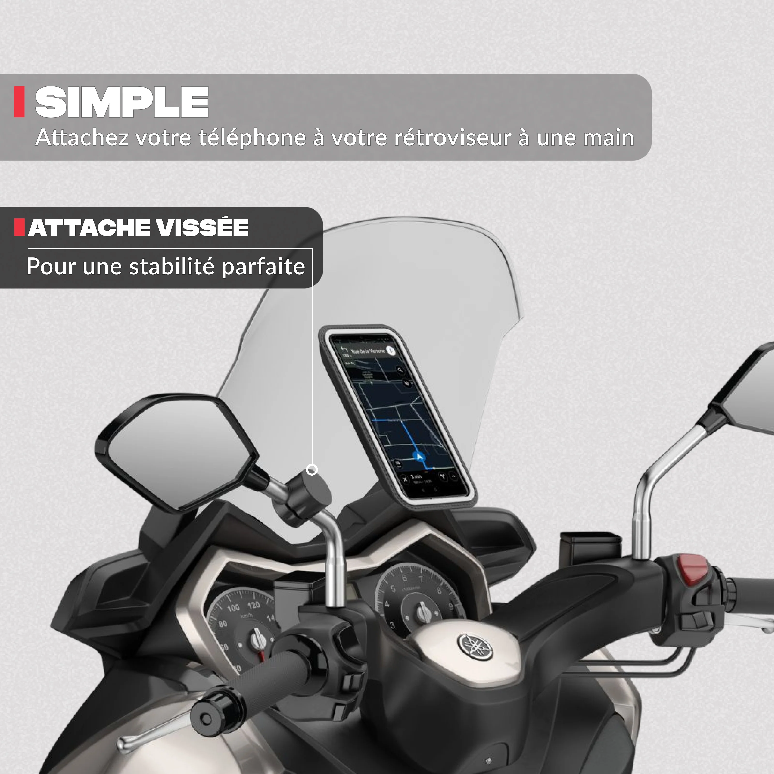 Support téléphone rétroviseur de scooter et moto - Image 2